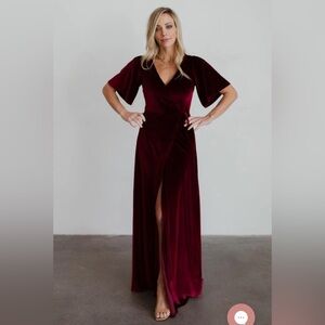 WrapDress, Long, Flutter Sleeve, Soft Velvet, Mulberry, NEW, Baltic Born Holiday